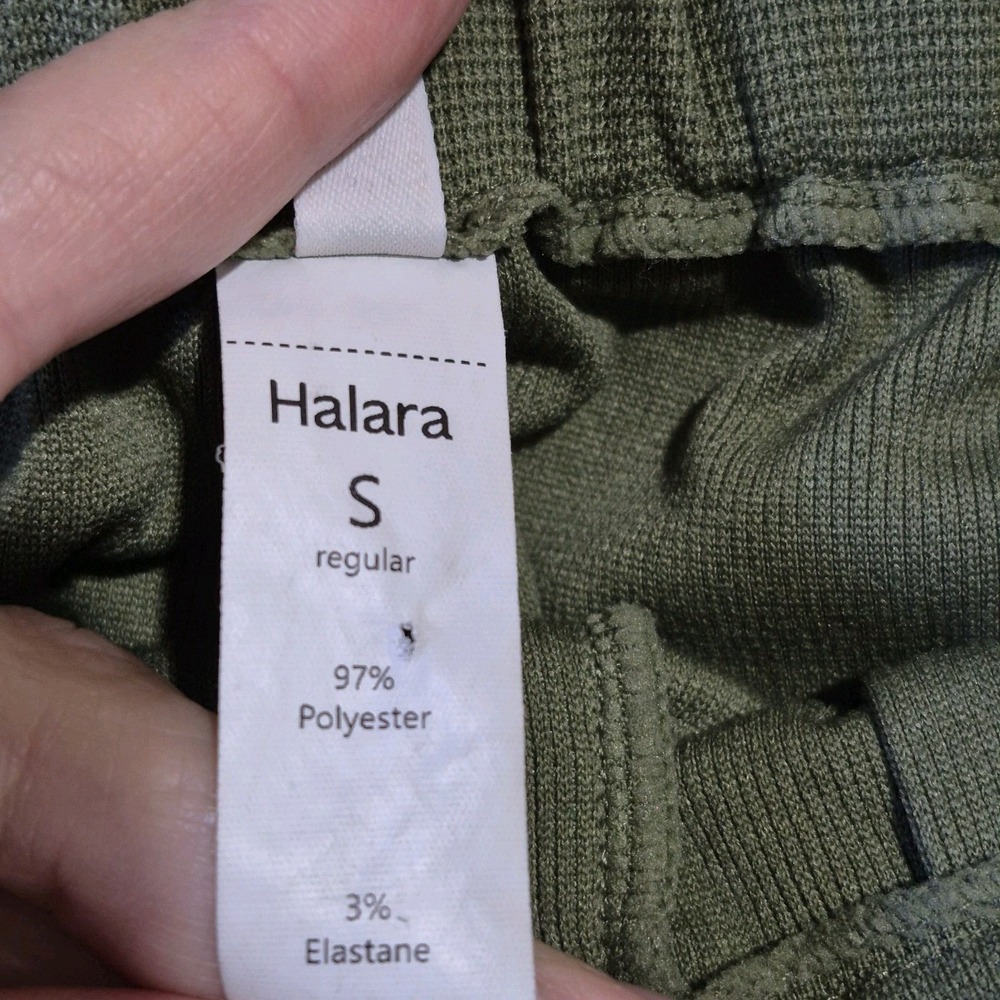 Halara Pants Womens Small Olive Green Waffle Knit Wide Leg Pleated Work Office - Picture 5 of 9